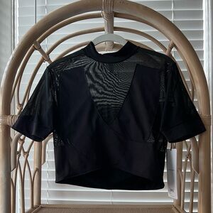 Alo Yoga Black Mesh Crop Top